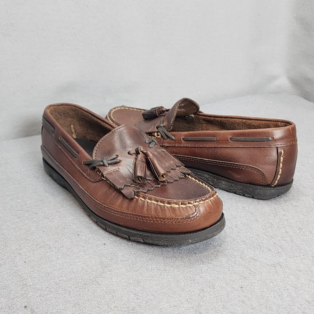 Pacific Trail Loafers Brown Leather Kiltie Tassel Moc Toe Mens‎ 8M K796
